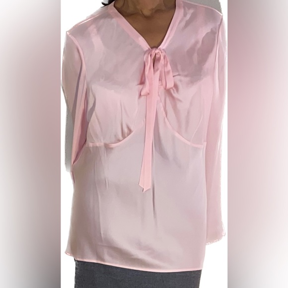 Alfani Pink Silk Bow Blouse Size 20W - Picture 7 of 7